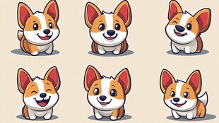 可爱柯基犬的各种表情