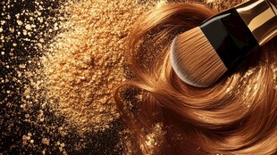 金色魅力 化妆刷与闪亮粉末的完美结合