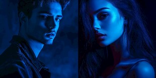 神秘蓝光下的男女