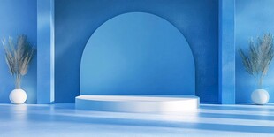 简约现代蓝色舞台场景