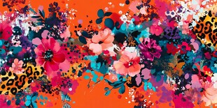 绚丽花卉与动物纹理的融合