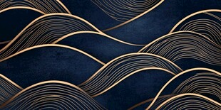 抽象金色线条在深蓝色背景上流动
