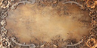 复古金属背景与花卉边框