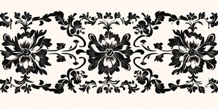 黑白花卉图案