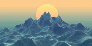 数字化的山地日出
