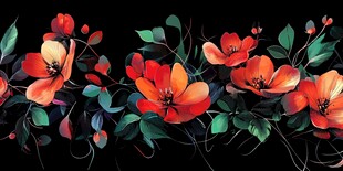 橙色花卉数字艺术