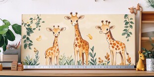 可爱长颈鹿与森林植物