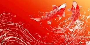 金色锦鲤舞动红海