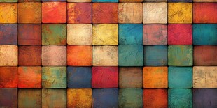 五彩斑斓的木块拼贴画