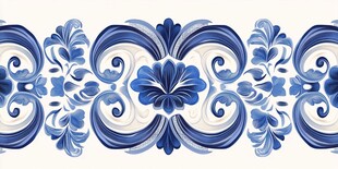 蓝色花卉图案的抽象设计