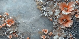 花卉与灰色纹理的相互作用