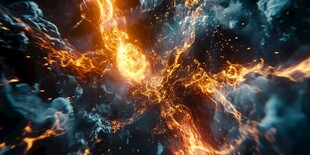 火焰与烟雾的壮观碰撞