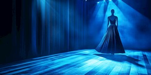 蓝色舞台上的优雅身影