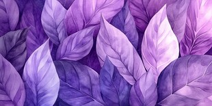 紫色叶子的水彩画