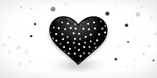 黑白波点心形图案