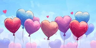 心形气球飘向天空