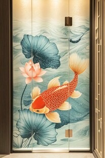 金鱼荷花玻璃艺术