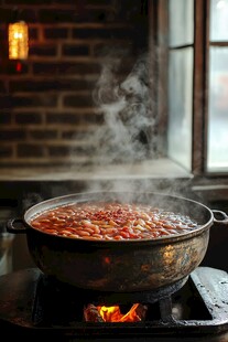 火热的锅煮美食