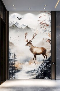 鹿与山水画