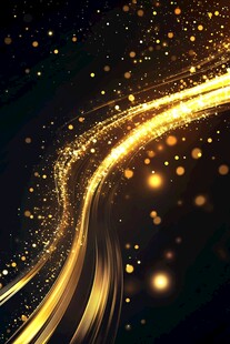 金色粒子流动的抽象图像