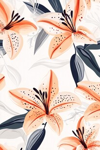 橙色百合花图案