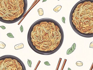 美味中国面条图案