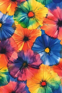 多彩花瓣的水彩画