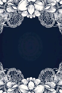 蓝色背景下的白色花卉蕾丝