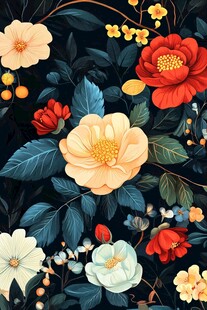 暗色调花卉图案