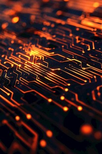 橙色电路板背景