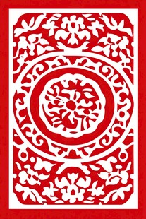 红白花纹剪纸艺术