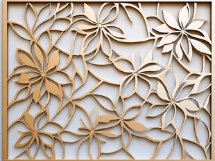 金色花卉图案的金属屏风