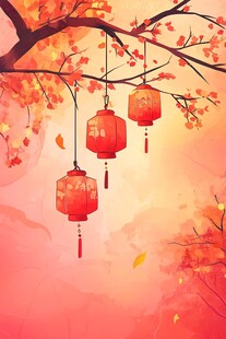 秋日暖阳下的红灯笼