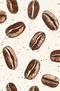 咖啡豆水彩图案