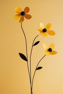 黄色花朵与黑色背景的对比