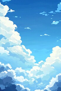 蓝天白云的动漫场景