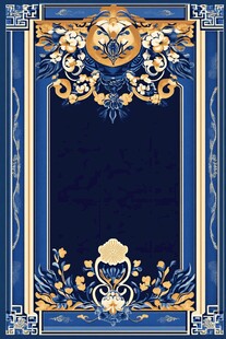 复古风格蓝色花卉边框设计
