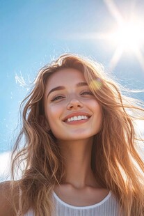 阳光下的微笑女孩