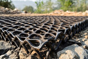 金属网格在地面上铺设