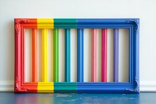 彩虹色的相框艺术