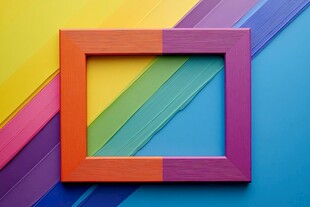 多彩艺术框架与抽象背景的交汇