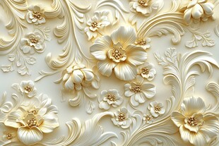 米白浮雕花卉图案