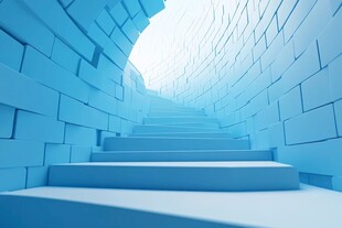 抽象的蓝色楼梯