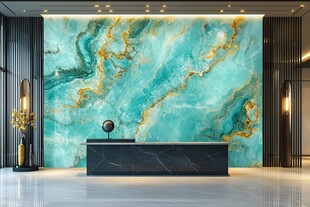 现代大厅的奢华绿色大理石墙