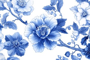 青花瓷风格的花卉图案