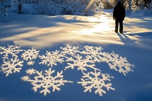 雪地里的雪花图案
