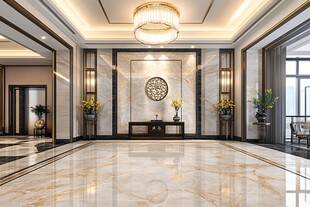 豪华大堂 金色点缀 精致装饰