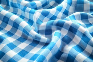 蓝白格子布的皱褶之美