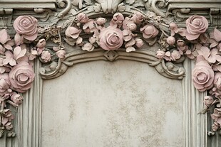 复古巴洛克风格的粉色玫瑰浮雕