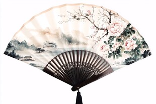 白扇风景画